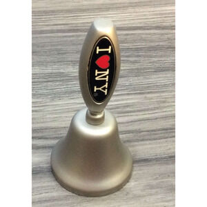 I LOVE NY State Souvenir Collectors Bell Heavy Silver Toned
